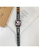 For Apple Watch 10 46mm / Ultra 2 / Ultra 49mm / 9 8 7 45mm / SE (2023) SE (2022) SE 6 5 4 44mm / 3 2 1 42mm Leather Watch Band Strap  - Grey / Zebra Stripe