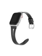 For Apple Watch 10 46mm / Ultra 2 / Ultra 49mm / 9 8 7 45mm / SE (2023) SE (2022) SE 6 5 4 44mm / 3 2 1 42mm Leather Watch Straps - Black