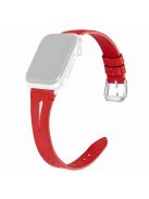 For Apple Watch 10 46mm / Ultra 2 / Ultra 49mm / 9 8 7 45mm / SE (2023) SE (2022) SE 6 5 4 44mm / 3 2 1 42mm Leather Watch Straps - Red