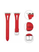 For Apple Watch 10 46mm / Ultra 2 / Ultra 49mm / 9 8 7 45mm / SE (2023) SE (2022) SE 6 5 4 44mm / 3 2 1 42mm Leather Watch Straps - Red