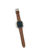 For Apple Watch 10 46mm / Ultra 2 / Ultra 49mm / 9 8 7 45mm / SE (2023) SE (2022) SE 6 5 4 44mm / 3 2 1 42mm Leather+Silicone Watch Band - Tan