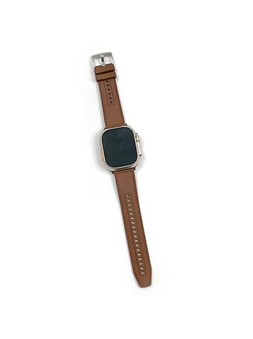 For Apple Watch 10 46mm / Ultra 2 / Ultra 49mm / 9 8 7 45mm / SE (2023) SE (2022) SE 6 5 4 44mm / 3 2 1 42mm Leather+Silicone Watch Band - Tan