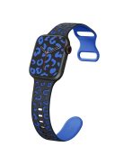 For Apple Watch 10 46mm / Ultra 2 / Ultra 49mm / 9 8 7 45mm / SE (2023) SE (2022) SE 6 5 4 44mm / 3 2 1 42mm Leopard Silicone Strap - Black+Blue