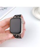 For Apple Watch 10 46mm / Ultra 2 / Ultra 49mm / 9 8 7 45mm / SE (2023) SE (2022) SE 6 5 4 44mm / 3 2 1 42mm Leopard Silicone Strap - Black+Pink