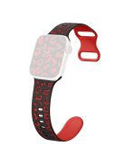 For Apple Watch 10 46mm / Ultra 2 / Ultra 49mm / 9 8 7 45mm / SE (2023) SE (2022) SE 6 5 4 44mm / 3 2 1 42mm Leopard Silicone Strap - Black+Red