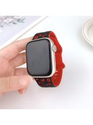 For Apple Watch 10 46mm / Ultra 2 / Ultra 49mm / 9 8 7 45mm / SE (2023) SE (2022) SE 6 5 4 44mm / 3 2 1 42mm Leopard Silicone Strap - Black+Red