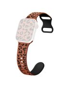 For Apple Watch 10 46mm / Ultra 2 / Ultra 49mm / 9 8 7 45mm / SE (2023) SE (2022) SE 6 5 4 44mm / 3 2 1 42mm Leopard Silicone Strap - Brown+Black