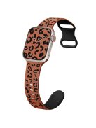 For Apple Watch 10 46mm / Ultra 2 / Ultra 49mm / 9 8 7 45mm / SE (2023) SE (2022) SE 6 5 4 44mm / 3 2 1 42mm Leopard Silicone Strap - Brown+Black