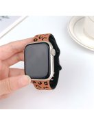 For Apple Watch 10 46mm / Ultra 2 / Ultra 49mm / 9 8 7 45mm / SE (2023) SE (2022) SE 6 5 4 44mm / 3 2 1 42mm Leopard Silicone Strap - Brown+Black