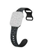 For Apple Watch 10 46mm / Ultra 2 / Ultra 49mm / 9 8 7 45mm / SE (2023) SE (2022) SE 6 5 4 44mm / 3 2 1 42mm Leopard Silicone Strap - Coal Black+Black