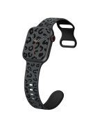 For Apple Watch 10 46mm / Ultra 2 / Ultra 49mm / 9 8 7 45mm / SE (2023) SE (2022) SE 6 5 4 44mm / 3 2 1 42mm Leopard Silicone Strap - Coal Black+Black