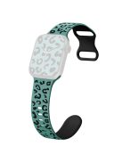 For Apple Watch 10 46mm / Ultra 2 / Ultra 49mm / 9 8 7 45mm / SE (2023) SE (2022) SE 6 5 4 44mm / 3 2 1 42mm Leopard Silicone Strap - Green+Black