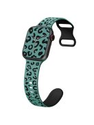 For Apple Watch 10 46mm / Ultra 2 / Ultra 49mm / 9 8 7 45mm / SE (2023) SE (2022) SE 6 5 4 44mm / 3 2 1 42mm Leopard Silicone Strap - Green+Black