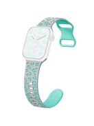 For Apple Watch 10 46mm / Ultra 2 / Ultra 49mm / 9 8 7 45mm / SE (2023) SE (2022) SE 6 5 4 44mm / 3 2 1 42mm Leopard Silicone Strap - Grey+Cyan