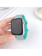 For Apple Watch 10 46mm / Ultra 2 / Ultra 49mm / 9 8 7 45mm / SE (2023) SE (2022) SE 6 5 4 44mm / 3 2 1 42mm Leopard Silicone Strap - Grey+Cyan