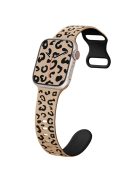 For Apple Watch 10 46mm / Ultra 2 / Ultra 49mm / 9 8 7 45mm / SE (2023) SE (2022) SE 6 5 4 44mm / 3 2 1 42mm Leopard Silicone Strap - Milk Tea+Black