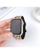 For Apple Watch 10 46mm / Ultra 2 / Ultra 49mm / 9 8 7 45mm / SE (2023) SE (2022) SE 6 5 4 44mm / 3 2 1 42mm Leopard Silicone Strap - Milk Tea+Black