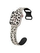 For Apple Watch 10 46mm / Ultra 2 / Ultra 49mm / 9 8 7 45mm / SE (2023) SE (2022) SE 6 5 4 44mm / 3 2 1 42mm Leopard Silicone Strap - Starlight+Black