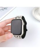 For Apple Watch 10 46mm / Ultra 2 / Ultra 49mm / 9 8 7 45mm / SE (2023) SE (2022) SE 6 5 4 44mm / 3 2 1 42mm Leopard Silicone Strap - Starlight+Black