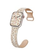 For Apple Watch 10 46mm / Ultra 2 / Ultra 49mm / 9 8 7 45mm / SE (2023) SE (2022) SE 6 5 4 44mm / 3 2 1 42mm Leopard Silicone Strap - Starlight+Milk Tea