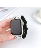 For Apple Watch 10 46mm / Ultra 2 / Ultra 49mm / 9 8 7 45mm / SE (2023) SE (2022) SE 6 5 4 44mm / 3 2 1 42mm Leopard Silicone Strap - White+Black