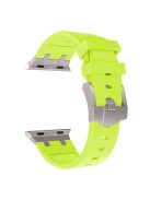 For Apple Watch 10 46mm / Ultra 2 / Ultra 49mm / 9 8 7 45mm / SE (2023) SE (2022) SE 6 5 4 44mm / 3 2 1 42mm Liquid Silicone Band - Titanium Fluorescent Green