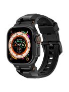 For Apple Watch 10 46mm / Ultra 2 / Ultra 49mm / 9 8 7 45mm / SE (2023) SE (2022) SE 6 5 4 44mm / 3 2 1 42mm Liquid Silicone Strap - Titanium+Black