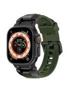 For Apple Watch 10 46mm / Ultra 2 / Ultra 49mm / 9 8 7 45mm / SE (2023) SE (2022) SE 6 5 4 44mm / 3 2 1 42mm Liquid Silicone Strap - Titanium+Green