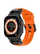 For Apple Watch 10 46mm / Ultra 2 / Ultra 49mm / 9 8 7 45mm / SE (2023) SE (2022) SE 6 5 4 44mm / 3 2 1 42mm Liquid Silicone Strap - Titanium+Orange