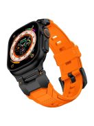 For Apple Watch 10 46mm / Ultra 2 / Ultra 49mm / 9 8 7 45mm / SE (2023) SE (2022) SE 6 5 4 44mm / 3 2 1 42mm Liquid Silicone Strap - Titanium+Orange