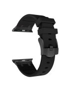 For Apple Watch 10 46mm / Ultra 2 / Ultra 49mm / 9 8 7 45mm / SE (2023) SE (2022) SE 6 5 4 44mm / 3 2 1 42mm Liquid Silicone Watch Band - Black+Black