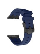 For Apple Watch 10 46mm / Ultra 2 / Ultra 49mm / 9 8 7 45mm / SE (2023) SE (2022) SE 6 5 4 44mm / 3 2 1 42mm Liquid Silicone Watch Band - Black+Blue