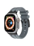 For Apple Watch 10 46mm / Ultra 2 / Ultra 49mm / 9 8 7 45mm / SE (2023) SE (2022) SE 6 5 4 44mm / 3 2 1 42mm Liquid Silicone Watch Band - Black+Grey