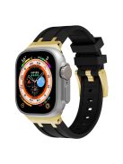 For Apple Watch 10 46mm / Ultra 2 / Ultra 49mm / 9 8 7 45mm / SE (2023) SE (2022) SE 6 5 4 44mm / 3 2 1 42mm Liquid Silicone Watch Band - Gold+Black