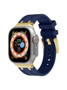 For Apple Watch 10 46mm / Ultra 2 / Ultra 49mm / 9 8 7 45mm / SE (2023) SE (2022) SE 6 5 4 44mm / 3 2 1 42mm Liquid Silicone Watch Band - Gold+Blue