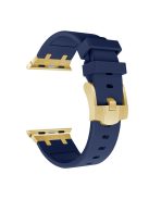 For Apple Watch 10 46mm / Ultra 2 / Ultra 49mm / 9 8 7 45mm / SE (2023) SE (2022) SE 6 5 4 44mm / 3 2 1 42mm Liquid Silicone Watch Band - Gold+Blue