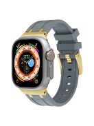 For Apple Watch 10 46mm / Ultra 2 / Ultra 49mm / 9 8 7 45mm / SE (2023) SE (2022) SE 6 5 4 44mm / 3 2 1 42mm Liquid Silicone Watch Band - Gold+Grey