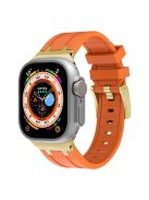 For Apple Watch 10 46mm / Ultra 2 / Ultra 49mm / 9 8 7 45mm / SE (2023) SE (2022) SE 6 5 4 44mm / 3 2 1 42mm Liquid Silicone Watch Band - Gold+Orange