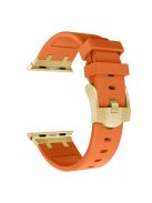 For Apple Watch 10 46mm / Ultra 2 / Ultra 49mm / 9 8 7 45mm / SE (2023) SE (2022) SE 6 5 4 44mm / 3 2 1 42mm Liquid Silicone Watch Band - Gold+Orange