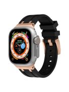 For Apple Watch 10 46mm / Ultra 2 / Ultra 49mm / 9 8 7 45mm / SE (2023) SE (2022) SE 6 5 4 44mm / 3 2 1 42mm Liquid Silicone Watch Band - Rose Gold+Black