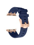 For Apple Watch 10 46mm / Ultra 2 / Ultra 49mm / 9 8 7 45mm / SE (2023) SE (2022) SE 6 5 4 44mm / 3 2 1 42mm Liquid Silicone Watch Band - Rose Gold+Blue