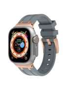 For Apple Watch 10 46mm / Ultra 2 / Ultra 49mm / 9 8 7 45mm / SE (2023) SE (2022) SE 6 5 4 44mm / 3 2 1 42mm Liquid Silicone Watch Band - Rose Gold+Grey