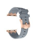 For Apple Watch 10 46mm / Ultra 2 / Ultra 49mm / 9 8 7 45mm / SE (2023) SE (2022) SE 6 5 4 44mm / 3 2 1 42mm Liquid Silicone Watch Band - Rose Gold+Grey