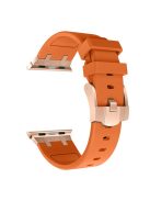 For Apple Watch 10 46mm / Ultra 2 / Ultra 49mm / 9 8 7 45mm / SE (2023) SE (2022) SE 6 5 4 44mm / 3 2 1 42mm Liquid Silicone Watch Band - Rose Gold+Orange