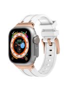 For Apple Watch 10 46mm / Ultra 2 / Ultra 49mm / 9 8 7 45mm / SE (2023) SE (2022) SE 6 5 4 44mm / 3 2 1 42mm Liquid Silicone Watch Band - Rose Gold+White