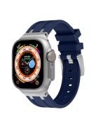 For Apple Watch 10 46mm / Ultra 2 / Ultra 49mm / 9 8 7 45mm / SE (2023) SE (2022) SE 6 5 4 44mm / 3 2 1 42mm Liquid Silicone Watch Band - Silver+Blue