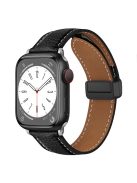 For Apple Watch 10 46mm / Ultra 2 / Ultra 49mm / 9 8 7 45mm / SE (2023) SE (2022) SE 6 5 4 44mm / 3 2 1 42mm Litchi Texture Leather Strap - Black