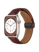 For Apple Watch 10 46mm / Ultra 2 / Ultra 49mm / 9 8 7 45mm / SE (2023) SE (2022) SE 6 5 4 44mm / 3 2 1 42mm Litchi Texture Leather Strap - Dark Brown