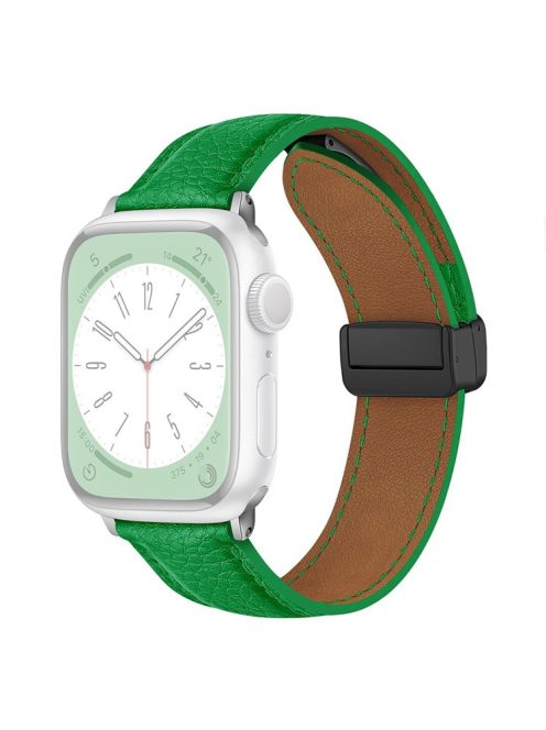 For Apple Watch 10 46mm / Ultra 2 / Ultra 49mm / 9 8 7 45mm / SE (2023) SE (2022) SE 6 5 4 44mm / 3 2 1 42mm Litchi Texture Leather Strap - Green