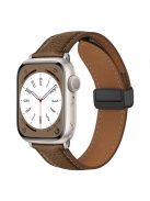 For Apple Watch 10 46mm / Ultra 2 / Ultra 49mm / 9 8 7 45mm / SE (2023) SE (2022) SE 6 5 4 44mm / 3 2 1 42mm Litchi Texture Leather Strap - Grey Brown